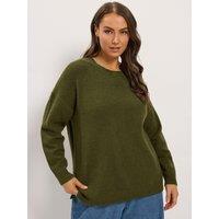 Yours Womens Curve Soft Touch Crew Neck Jumper - Green