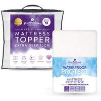 Snuggledown Of Norway Slumberdown 10Cm Mattress Topper & Waterproof Protect Mattress Protector