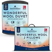 Slumberdown Wonderful Wool Duvet, 2 Medium Pillows, Mediumweight, Single
