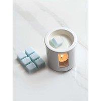 Stoneglow Modern Classics - Ceramic Wax Melter & Soy Wax Melt Bar Discovery Set Sea Salt And Oakmoss