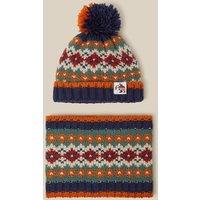 Monsoon Boys Fairisle Pom Pom Hat And Snood Set