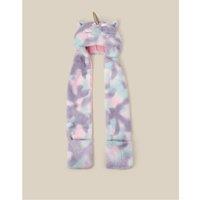 Monsoon Girls Unicorn Fluffy Lined Hat Scarf - Pink