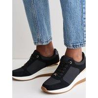 New Look Womens Wedge Heel Lace Up Trainers - Black