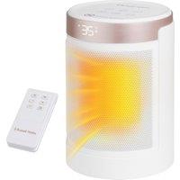 Russell Hobbs Rhch2002Wchamp, Round Design 1500W Oscillating Ceramic Heater With Digital Display In White & Champagne