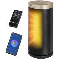 Russell Hobbs Rhcth2001G-Smt, Round Design 2000W Smart Wi-Fi Enabled Oscillating Ceramic Heater With Digital Display In Black & Gold