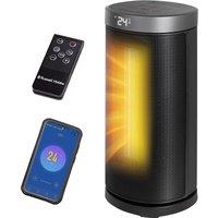 Russell Hobbs Rhcth2001S-Smt, Round Design 2000W Smart Wi-Fi Enabled Oscillating Ceramic Heater With Digital Display In Black & Silver