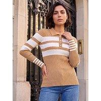 Roman Stripe Rib Knit Jumper