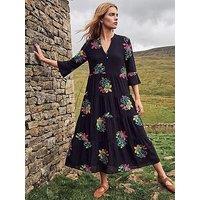 Roman Embroidered Floral Tiered Dress