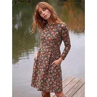 Roman Floral Side Ruched Dress