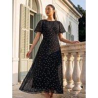 Roman Petite Spot Dot Chiffon Dress