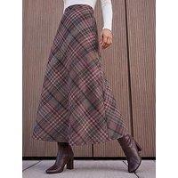 Roman Check Print Midi Skirt