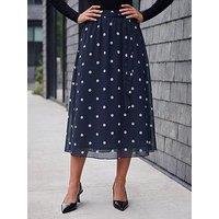 Roman Polka Dot A-Line Belted Skirt