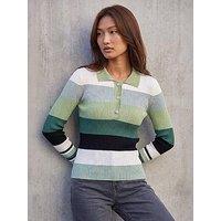 Roman Stripe Collar Rib Knit