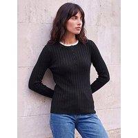Roman Double Mock Henley Style Ribbed Knit
