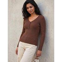 Roman Button Rib Knit Jumper