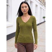 Roman Button Rib Knit Jumper