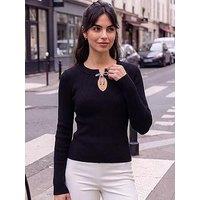 Roman Dusk Embellished Bow Knit Top