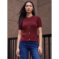 Roman Dusk Cable Knit Buttoned Top