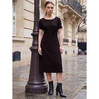 Roman Petite Ruched Front Midi Dress