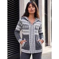 Roman Jacquard Zipped Knit Cardigan