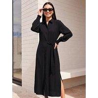 Roman Tie Waist Buttoned Shirt Dress