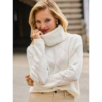 Sosandar Womens Cowl Neck Pointelle Jumper - White