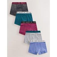 Ted Baker Boys 5 Pack Branded Waistband Boxer Trunks