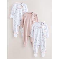 Ted Baker Baby Girls 3 Pack Bow Detail Sleepsuits - Light Pink