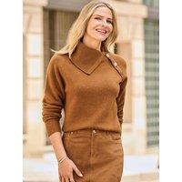 Sosandar Womens Asymmetrical Neck Cinched Waist Jumper - Brown