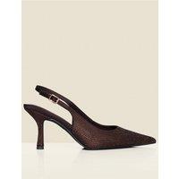 Sosandar Womens Hot Fix Flared Kitten Heel Slingback Court Shoes - Brown