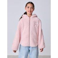 Ted Baker Girls Zip Through Teddy Fleece Hoodie - Pink