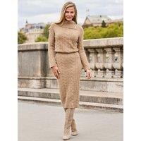 Sosandar Womens Cable Knit Stretch Midi Skirt - Cream
