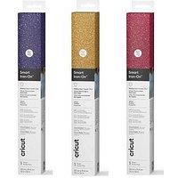 Cricut Smart Iron-On Glitter Matless Heat Transfer Vinyl (13 In X 36 In) Gold, Lipstick, Sapphire Blue