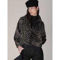 Vi.Ve.Re Womens Willow Cheetah Print Cropped Jacket - Black
