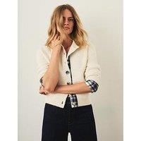 Mint Velvet Check Trim Cardigan - Cream