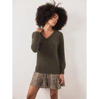 Mint Velvet Print Knit Mix Mini Dress - Green
