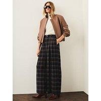Mint Velvet Navy Check Wide Leg Trousers - Blue