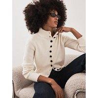 Mint Velvet Cream Funnel Neck Cardigan - White