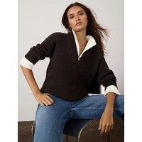 Mint Velvet Funnel Neck Jumper - Brown