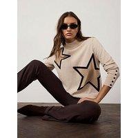 Mint Velvet Chocolate Star Longline Jumper - Cream