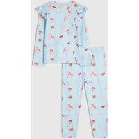 River Island Mini Girls Bakery Print Stretch Pyjamas Set - Blue
