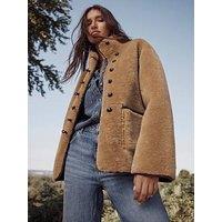Mint Velvet Bonded Toggle Coat - Brown