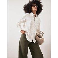 Mint Velvet Cotton Military Shirt - White