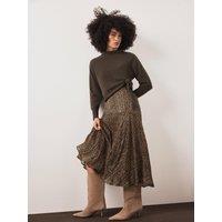 Mint Velvet Floral A Line Skirt - Khaki