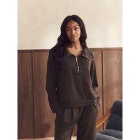 B By Ted Baker Chocolate Brown Viscose Lounge Quarter Zip Top