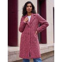 Roman Womens Teddy Midi Smart Coat - Red