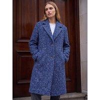 Roman Womens Teddy Midi Smart Coat - Blue