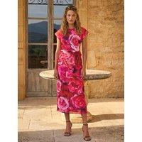 Roman Womens Floral Print Twist Detail Midi Dress - Pink