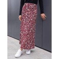 Roman Womens Scatter Floral Print Midi Skirt - Red