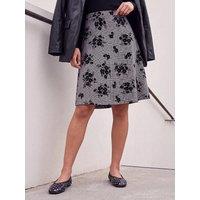 Roman Womens Skater Check Flocked Floral Skirt - Black